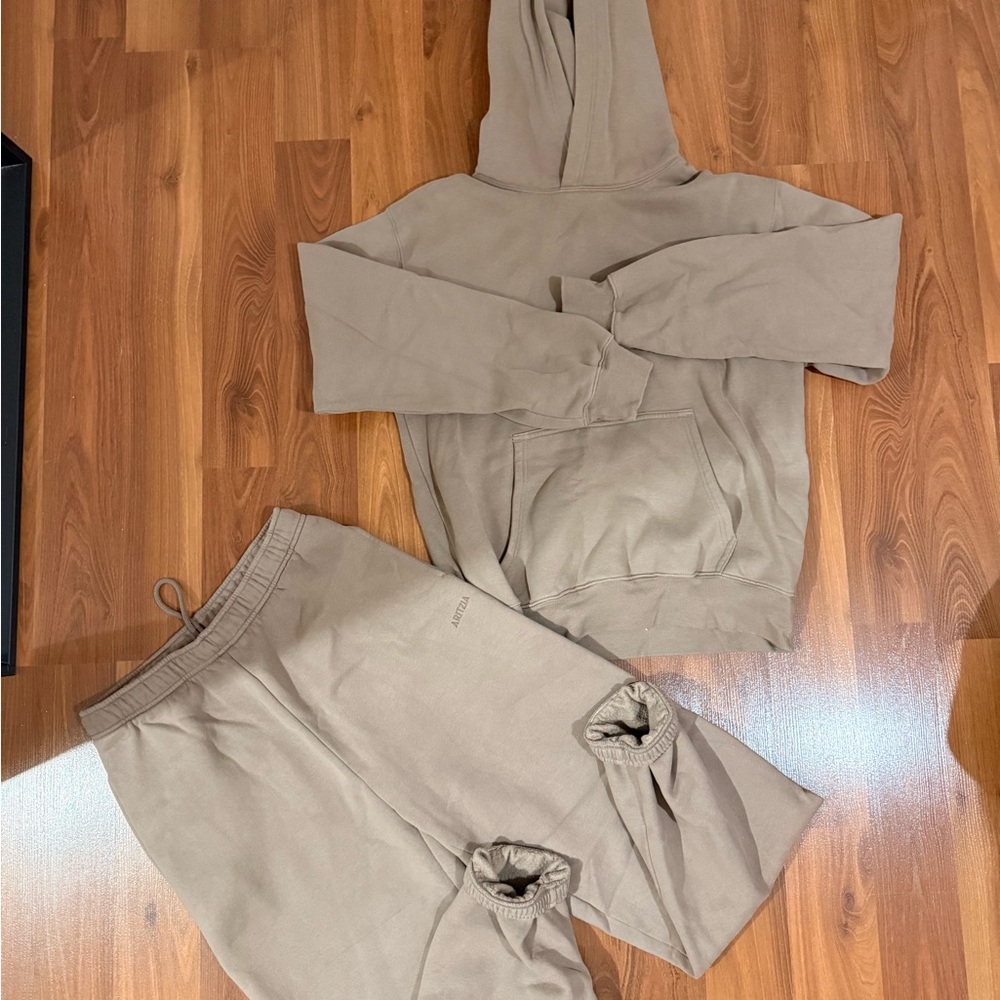 Mega Cozy Fleece Tan Hoodie and Pants Set